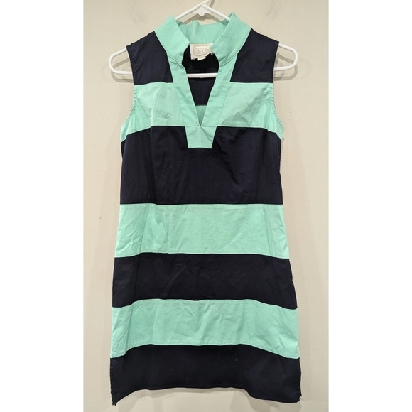 Sail to Sable STS Green and Blue Striped Sleeveless Dress Size Small - Picture 1 of 5